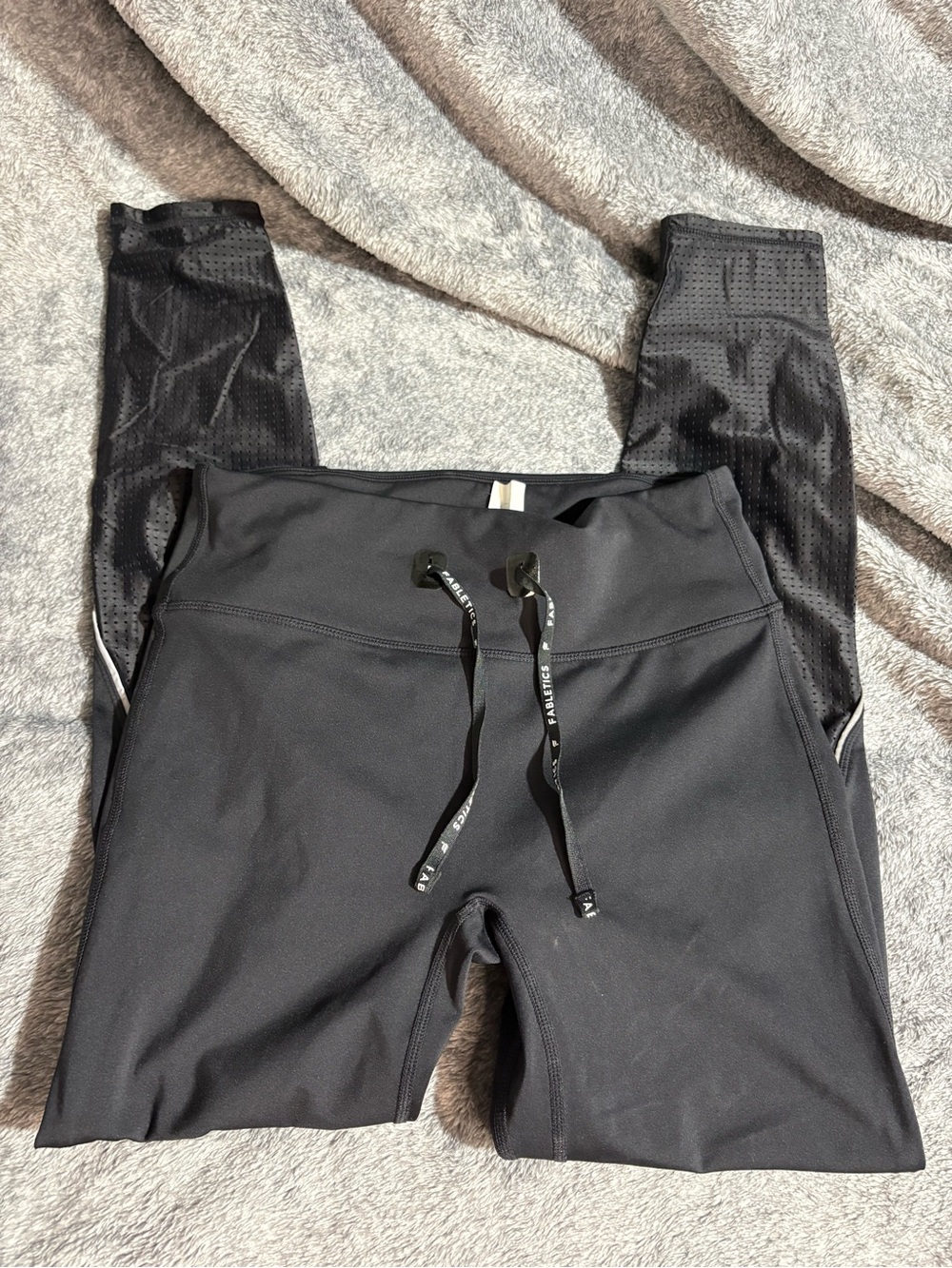 Fabletics Black High-Waist Active Leggings with Drawstring